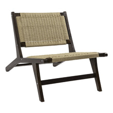 Parker Bohemian Armless Woven Yarn and Solid Indonesian Teak Wood Accent Lounge