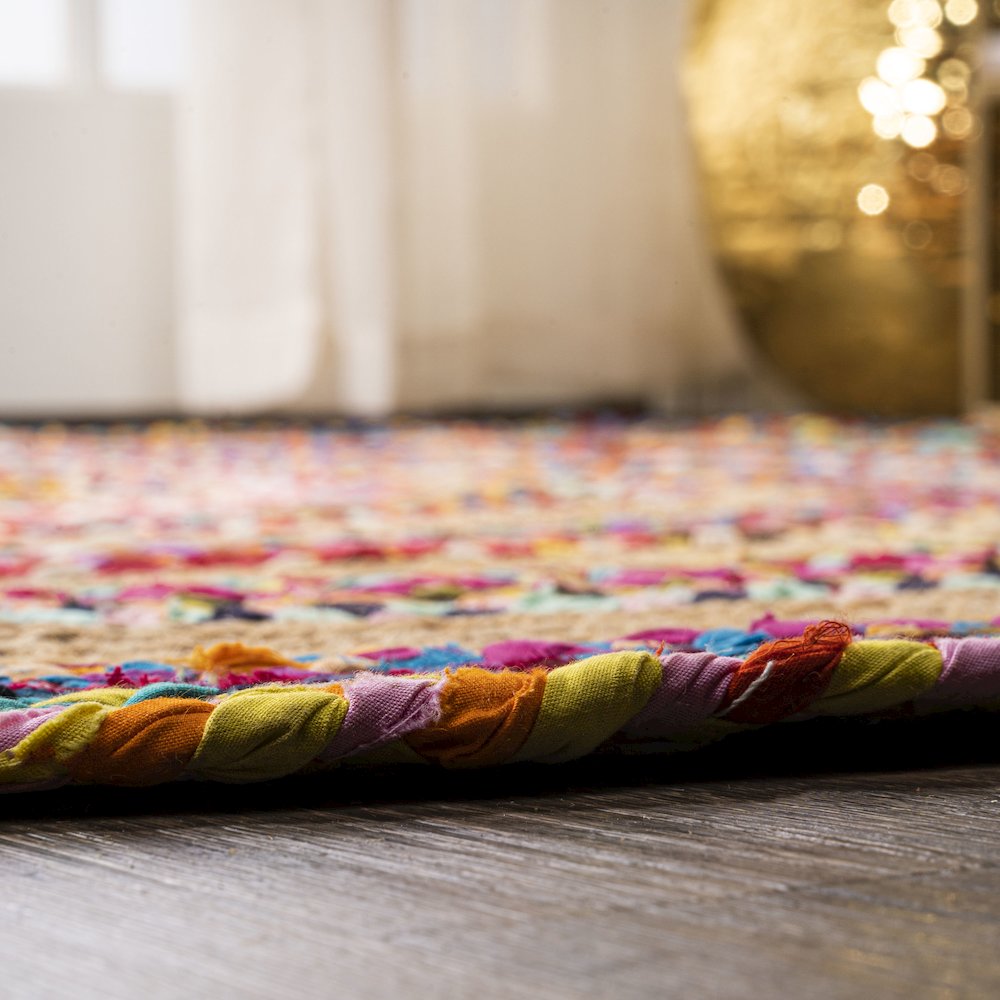 Isla Round Boho Braided Rag Jute Area Rug