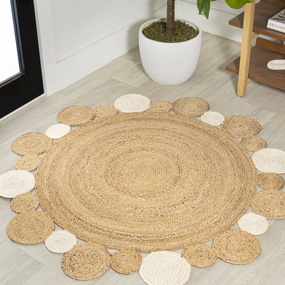 Ayana Two Tone Jute Hippy Circle Area Rug