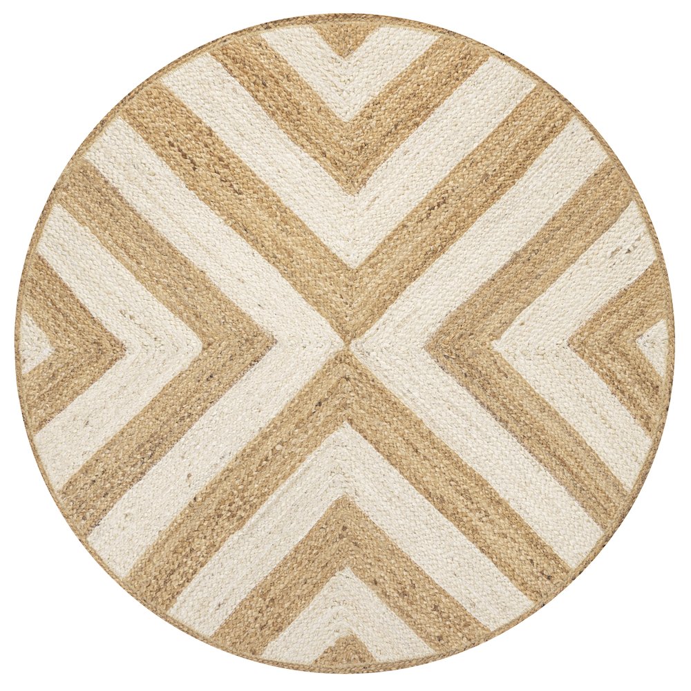 Piper Two Tone Chevron Round Jute Area Rug