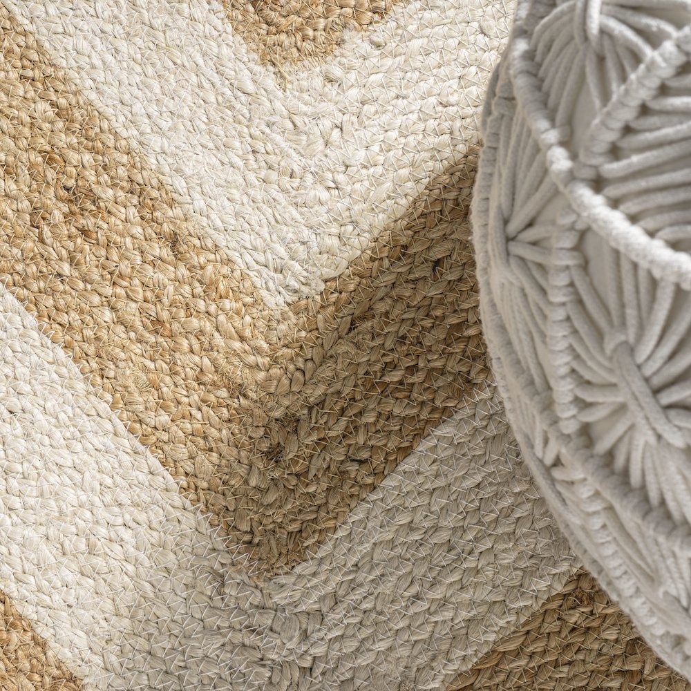 Piper Two Tone Chevron Round Jute Area Rug