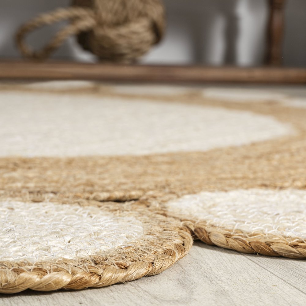 Skye Two Tone Jute Circle Border Area Rug