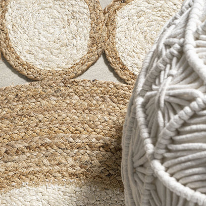Skye Two Tone Jute Circle Border Area Rug