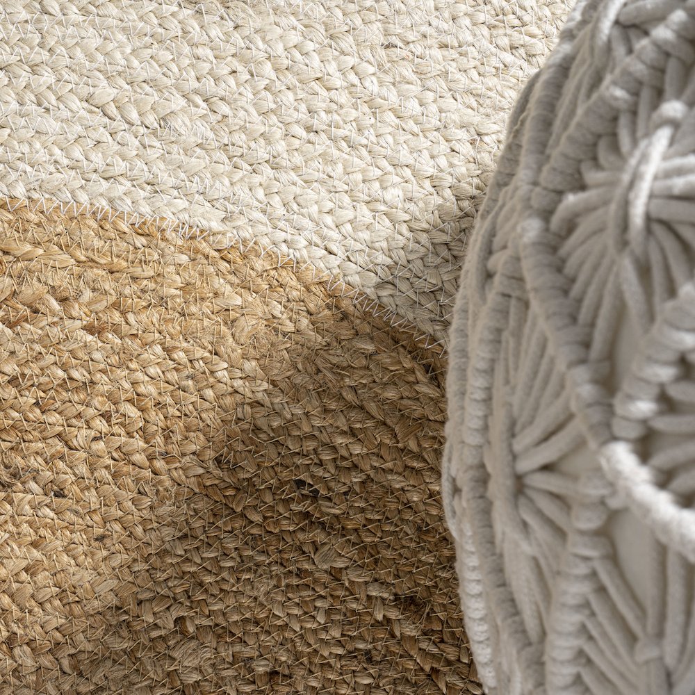 Oceana Two Tone Boho Jute Circle Area Rug