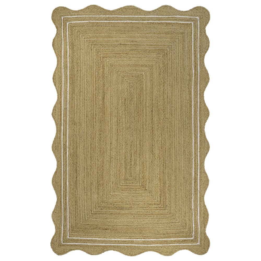 Seaside Cottage Scallop Edge Jute Natural/White 3 ft. x 5 ft. Area Rug