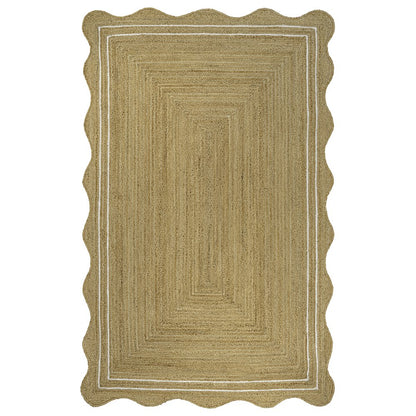 Seaside Cottage Scallop Edge Jute Natural/White 3 ft. x 5 ft. Area Rug