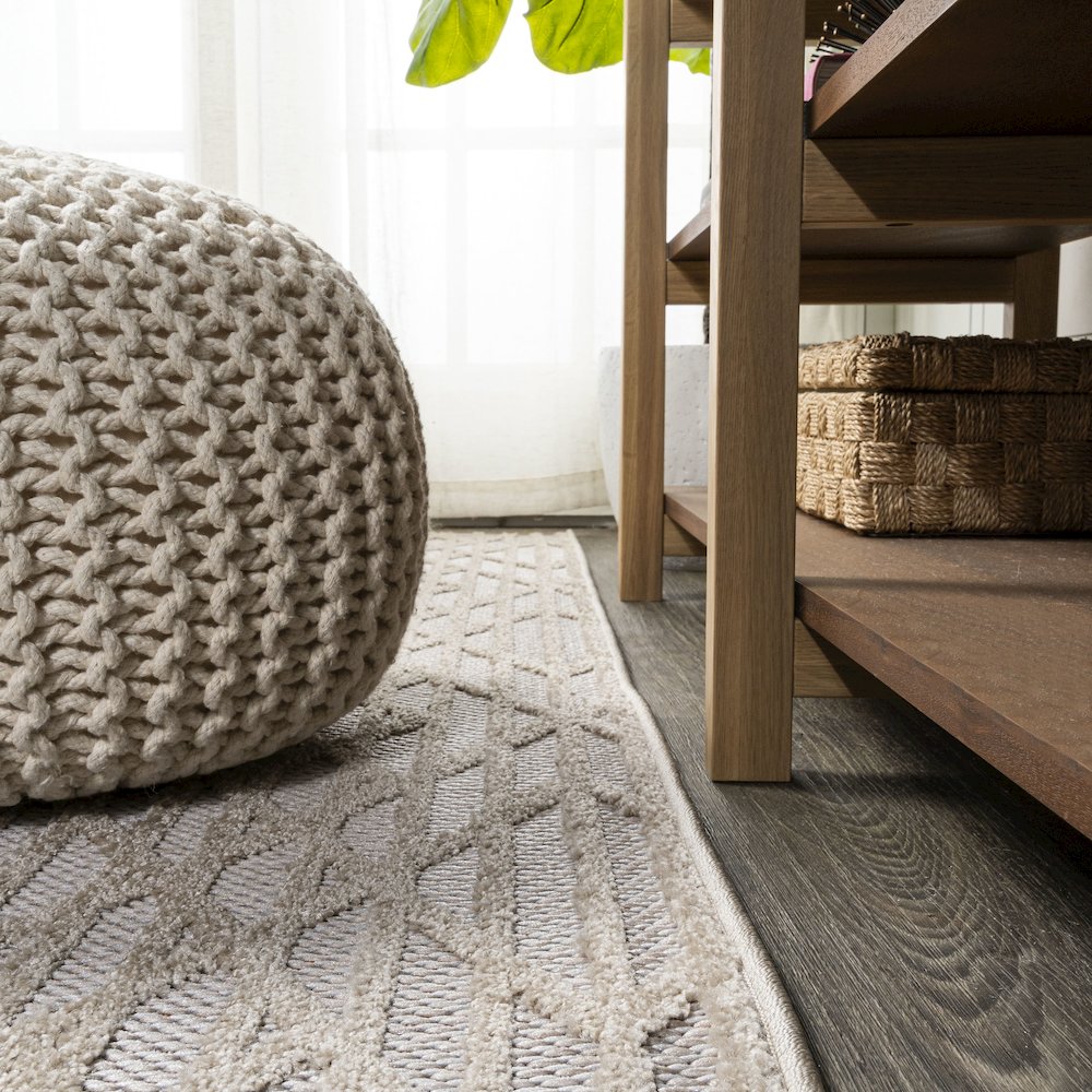 Ararat High-Low Pile Moroccan Diamond Modern Indoor/Outdoor Area Rug