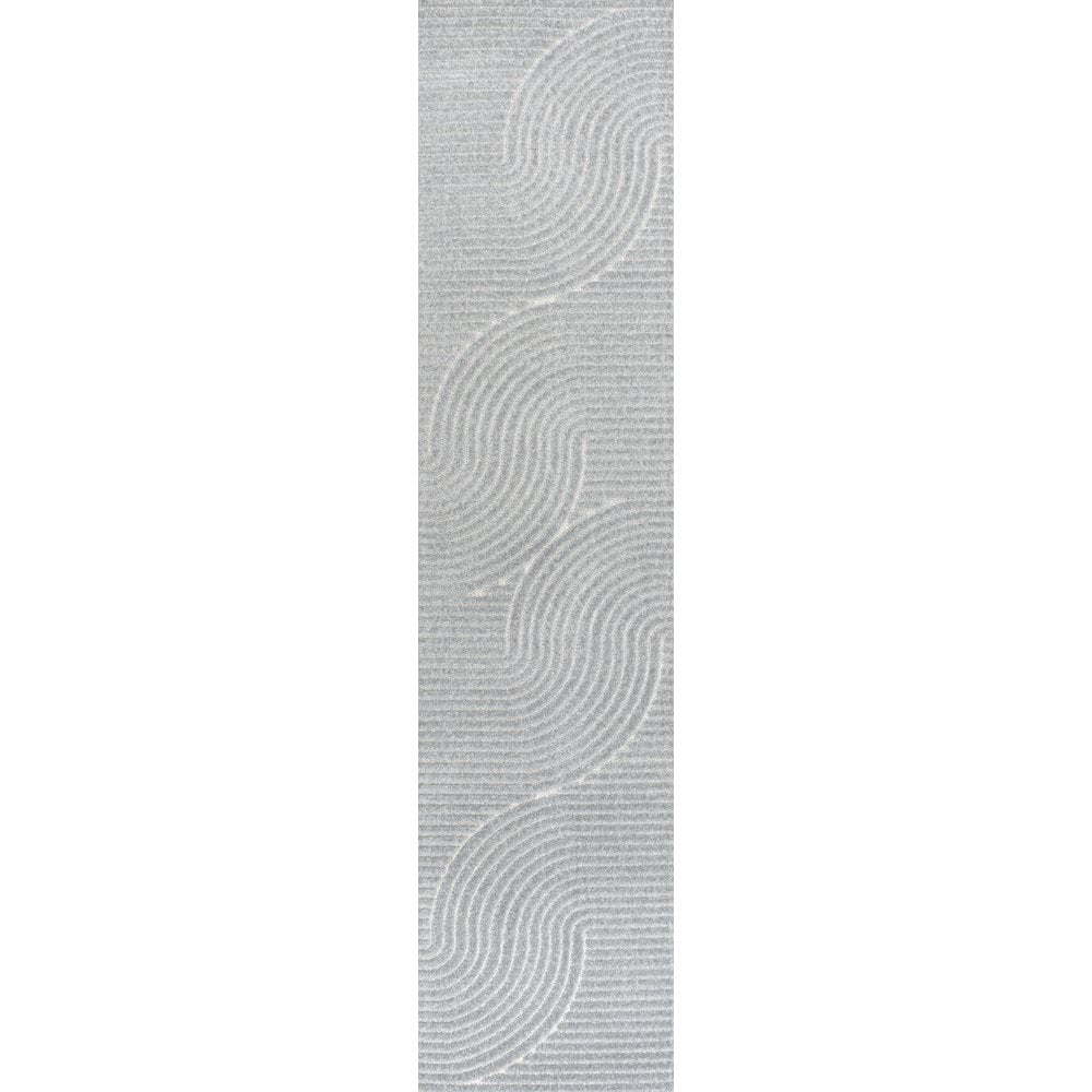 Hallie High-Low Minimalist Curve Geometric Indoor/Outdoor Runner Rug