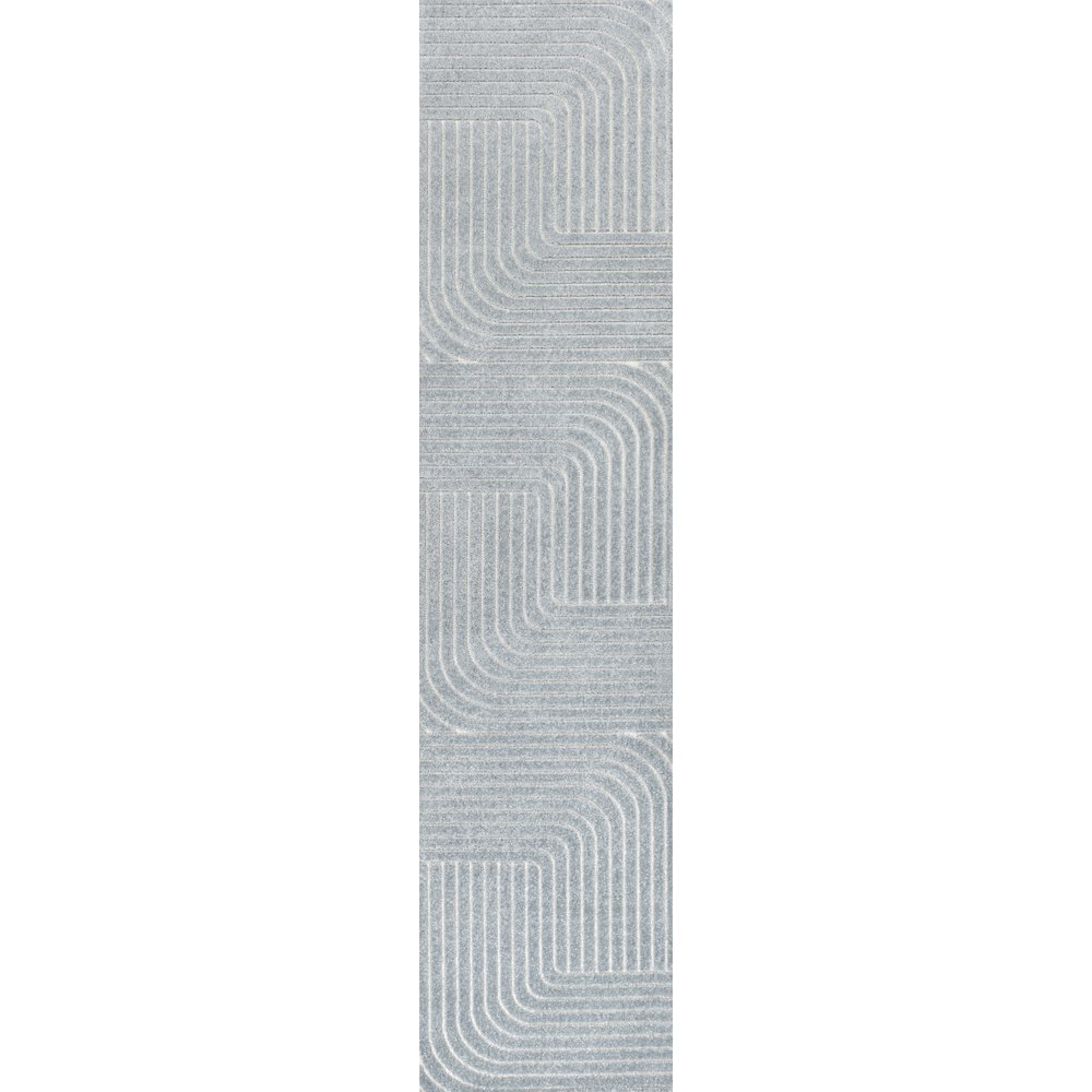 Minimalist Angle Geometric Light Blue 2 ft. x 8 ft. Indoor/Outdoor Runner Rug
