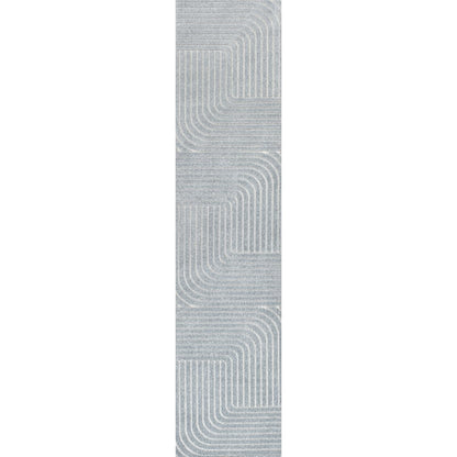 Minimalist Angle Geometric Light Blue 2 ft. x 8 ft. Indoor/Outdoor Runner Rug