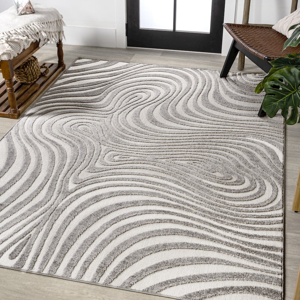 Maribo High-Low Abstract Groovy StripedIndoor/Outdoor  Rug