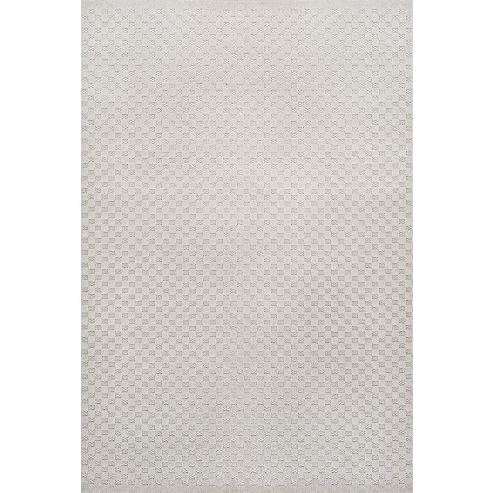 Finn High-Low Modern Minimalist Checkered Monotone Indoor/Outdoor Area Rug