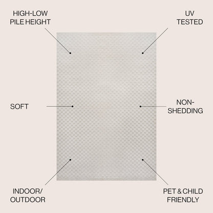 Finn High-Low Modern Minimalist Checkered Monotone Indoor/Outdoor Area Rug