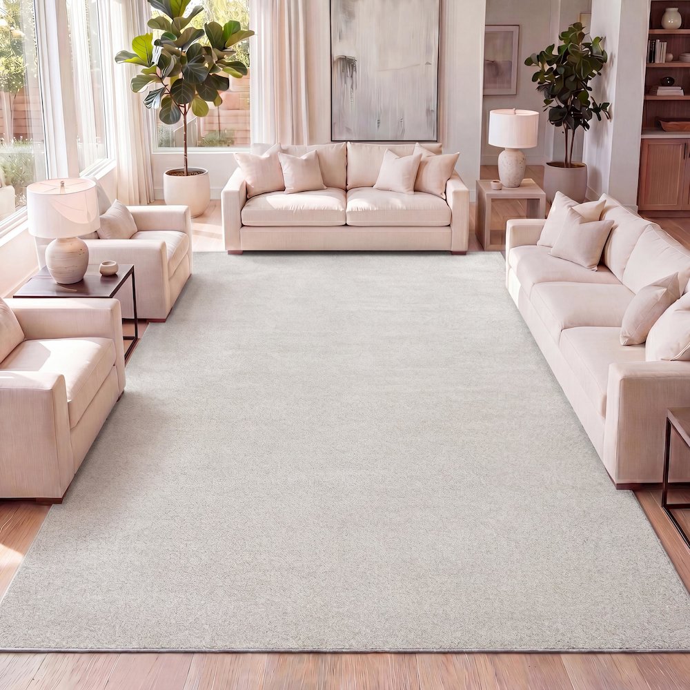 Haze Solid Low Pile Area Rug Ivory