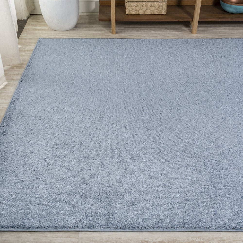 Haze Solid Low Pile Area Rug Classic Blue