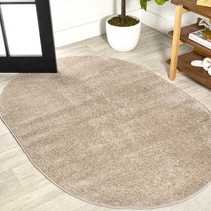 Haze Solid Low Pile Area Rug Beige