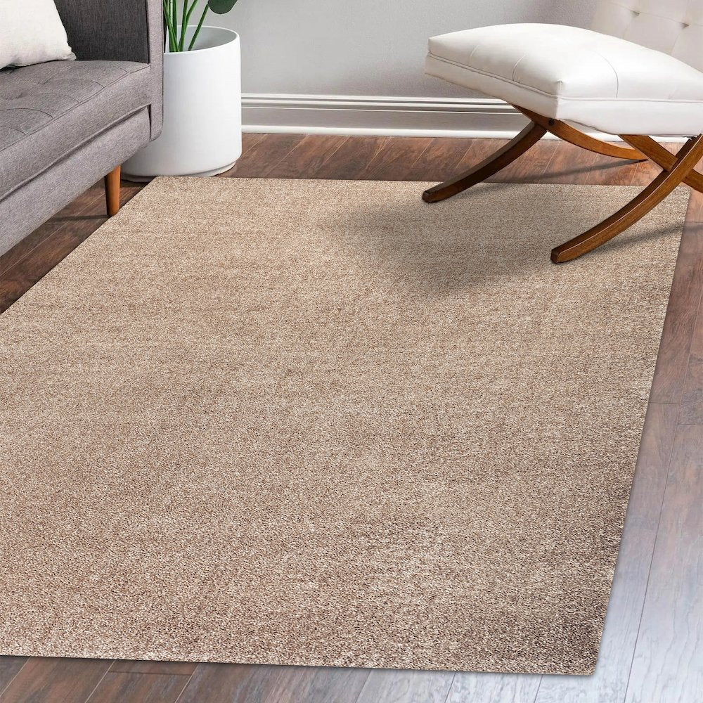 Haze Solid Low Pile Area Rug Beige
