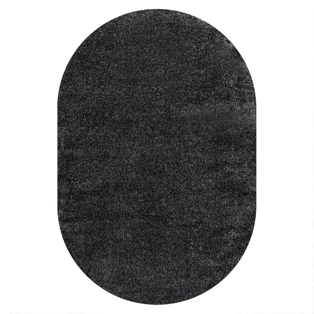 Haze Solid Low Pile Area Rug Black