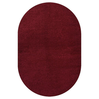 Haze Solid Low Pile Area Rug Dark Red
