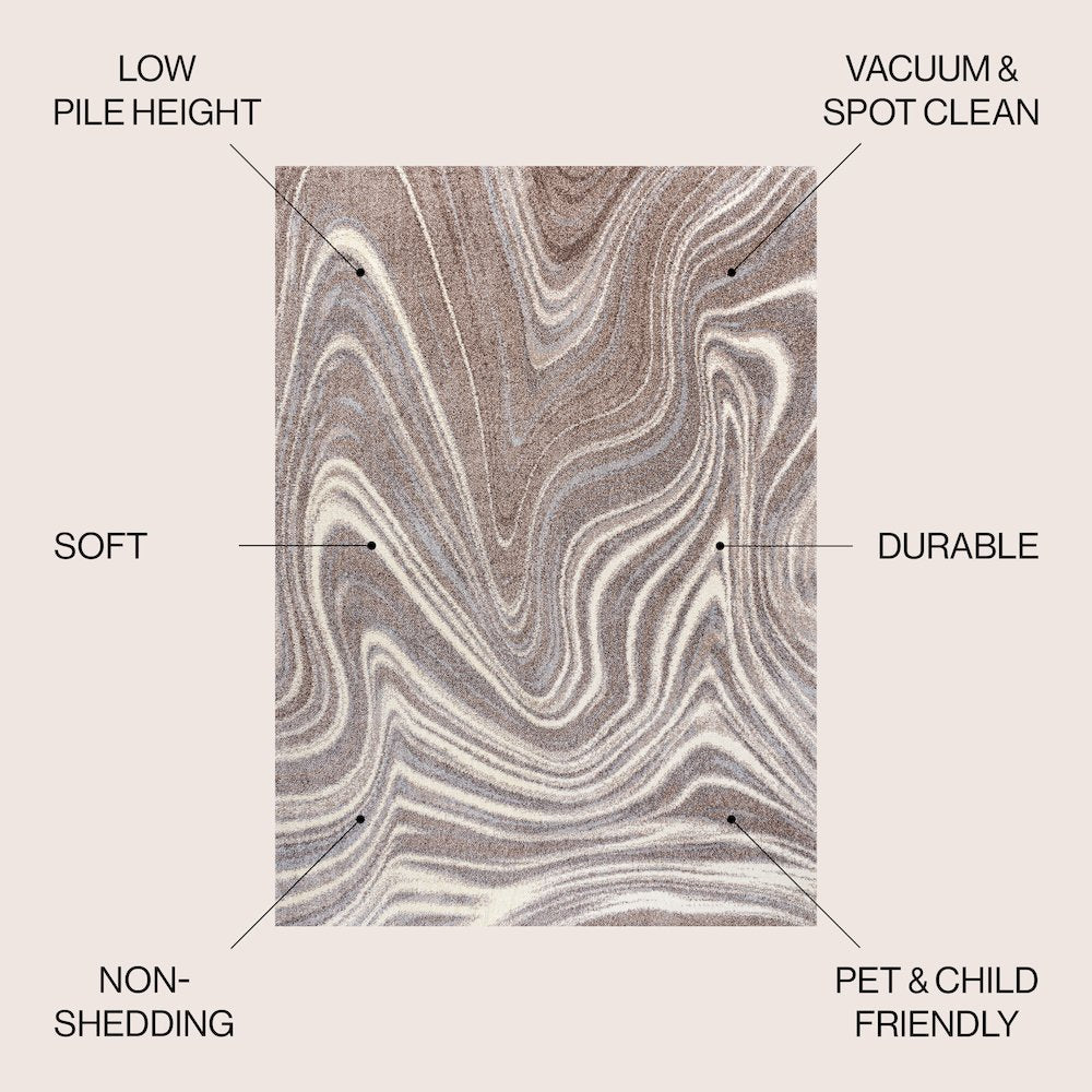 Eleni Contemporary Glam Abstract Marble Area Rug
