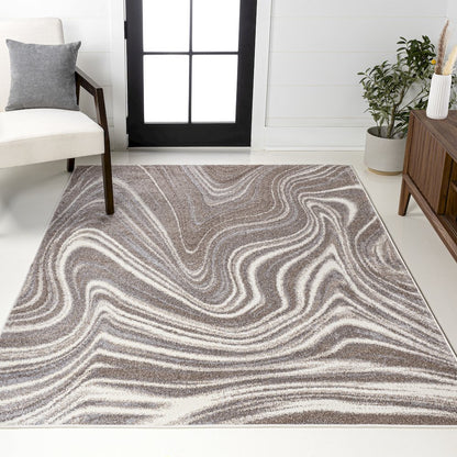 Eleni Contemporary Glam Abstract Marble Area Rug
