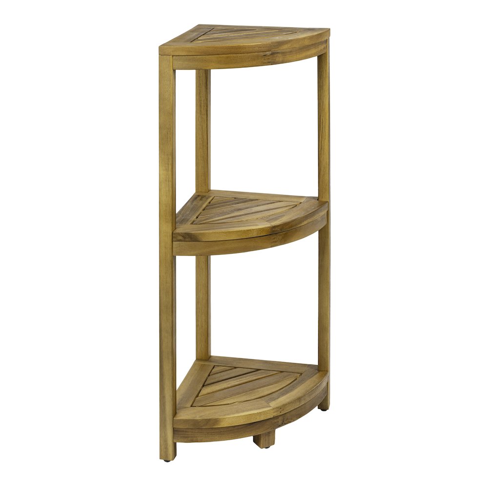 Sela 33" Classic Minimalist 3-Tier Freestanding Bathroom Corner Shelf, Natural