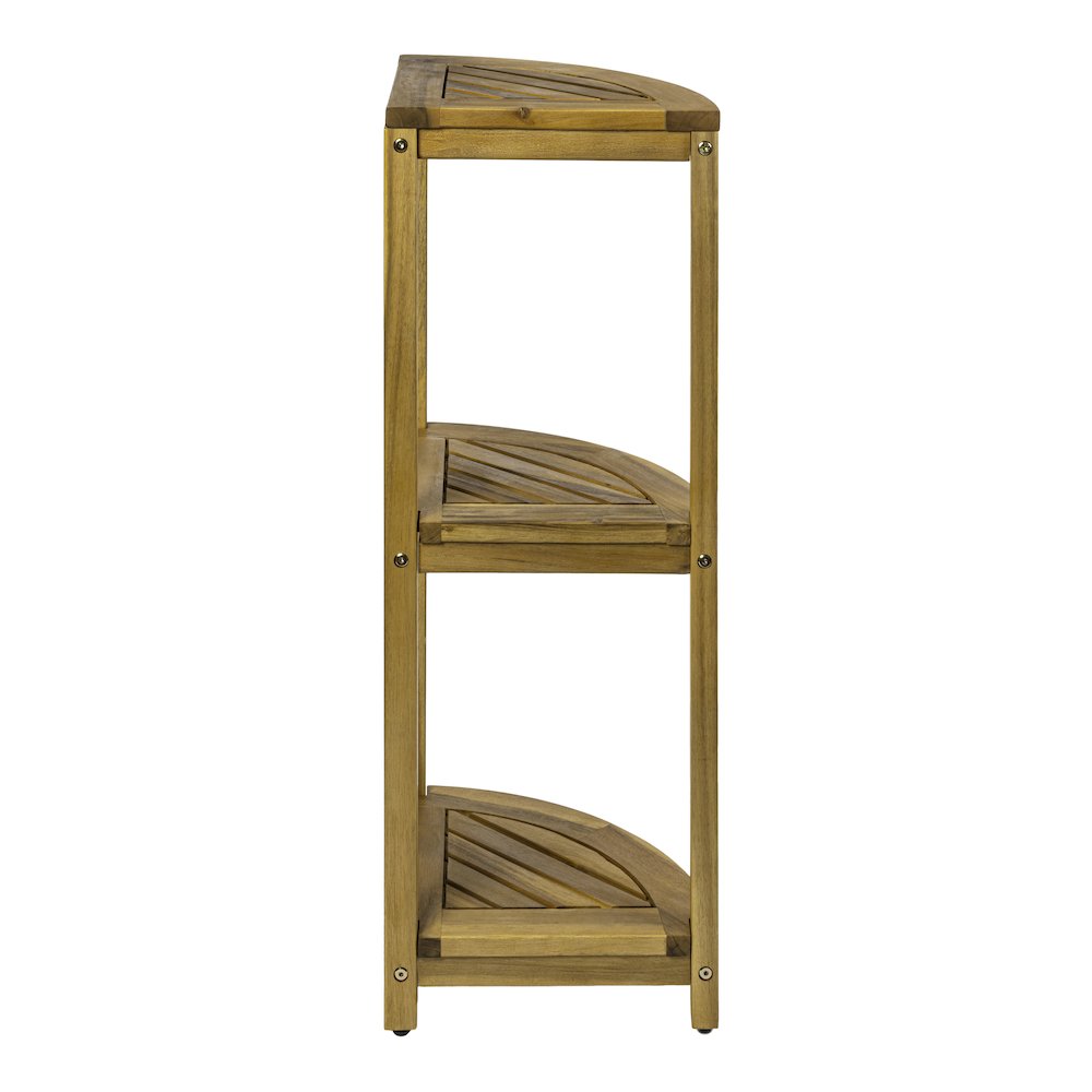 Sela 33" Classic Minimalist 3-Tier Freestanding Bathroom Corner Shelf, Natural