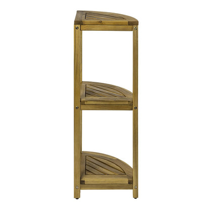 Sela 33" Classic Minimalist 3-Tier Freestanding Bathroom Corner Shelf, Natural
