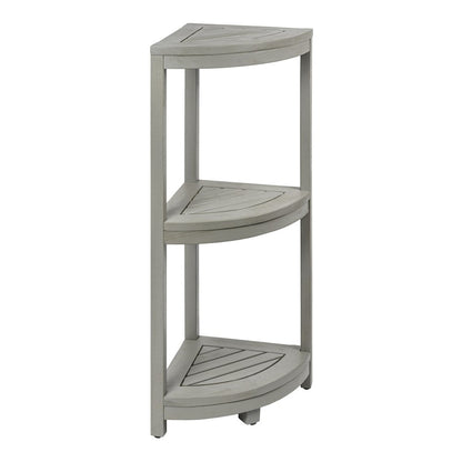 Sela 33" Classic Minimalist 3-Tier Freestanding Bathroom Corner Shelf, Gray