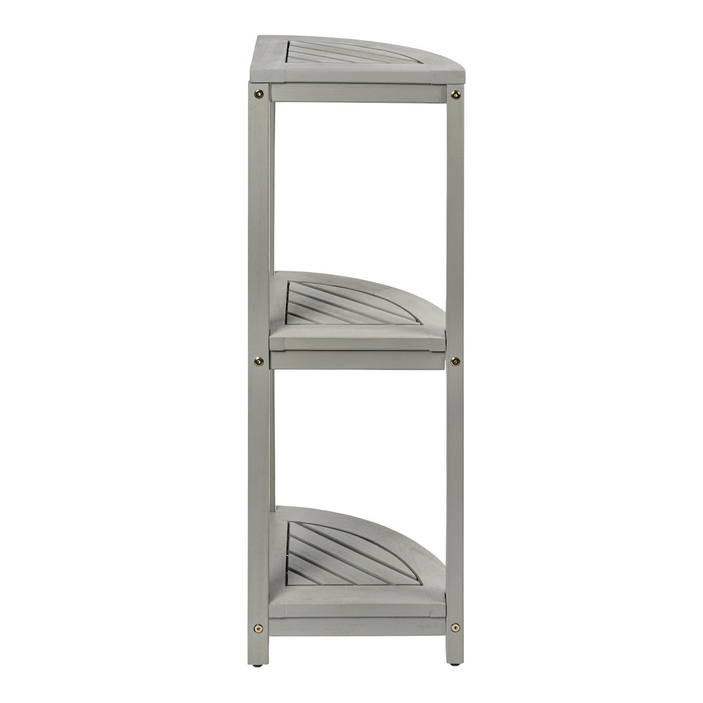Sela 33" Classic Minimalist 3-Tier Freestanding Bathroom Corner Shelf, Gray