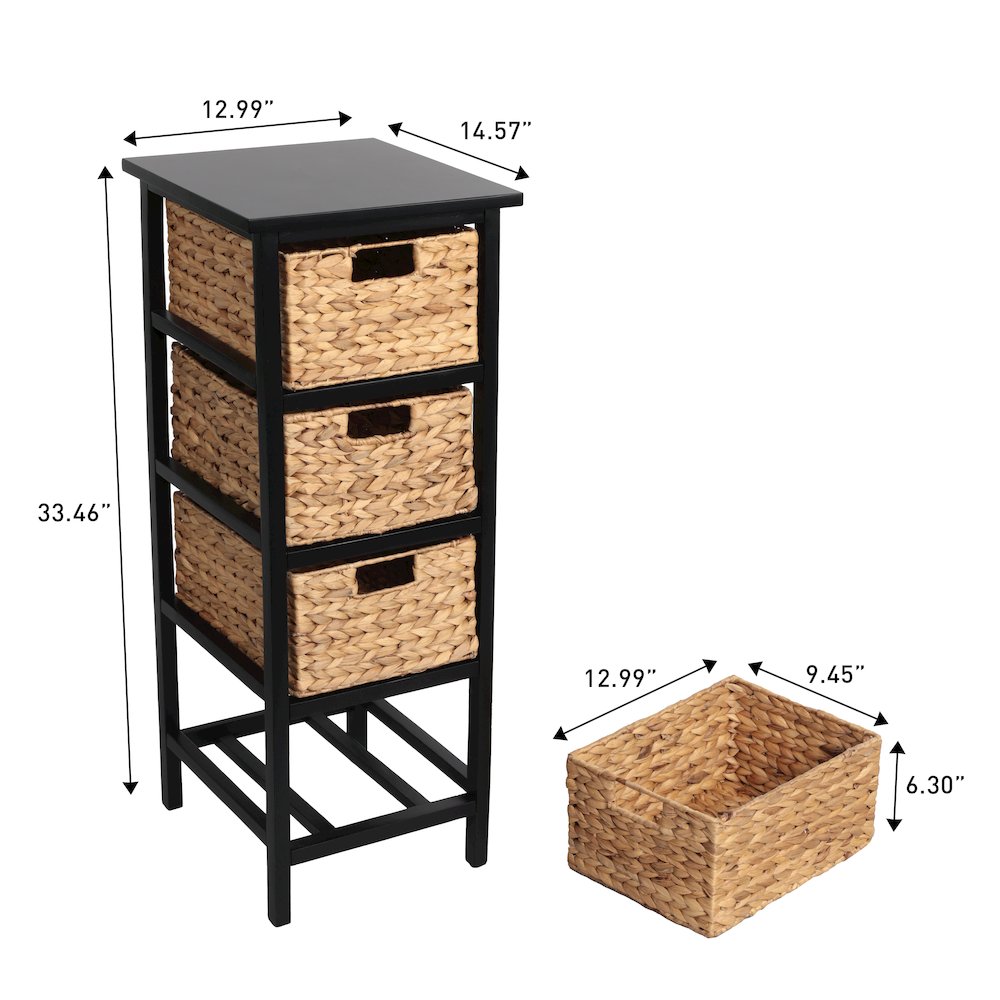 Cohen Acacia Wood 4-Tier Storage Cabinet, Black