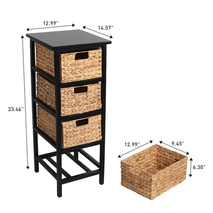 Cohen Acacia Wood 4-Tier Storage Cabinet, Black