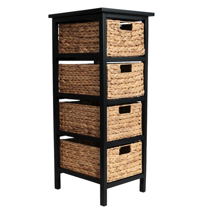 Cohen Acacia Wood 4-Tier Storage Cabinet, Black