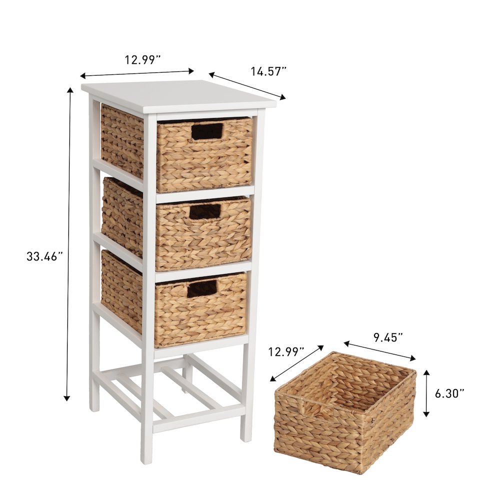 Cohen Acacia Wood 4-Tier Storage Cabinet, White