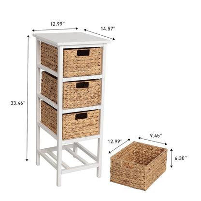 Cohen Acacia Wood 4-Tier Storage Cabinet, White