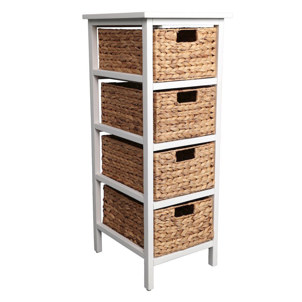 Cohen Acacia Wood 4-Tier Storage Cabinet, White