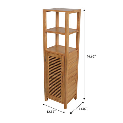 Solstice Pine Wood Bathroom Floor Storage Cabinet, Natural