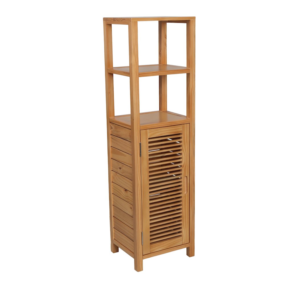 Solstice Pine Wood Bathroom Floor Storage Cabinet, Natural