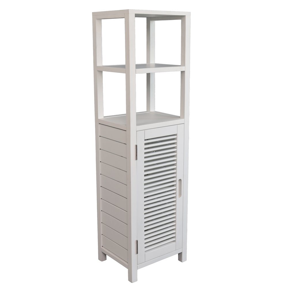 Solstice Pine Wood Bathroom Floor Storage Cabinet, White