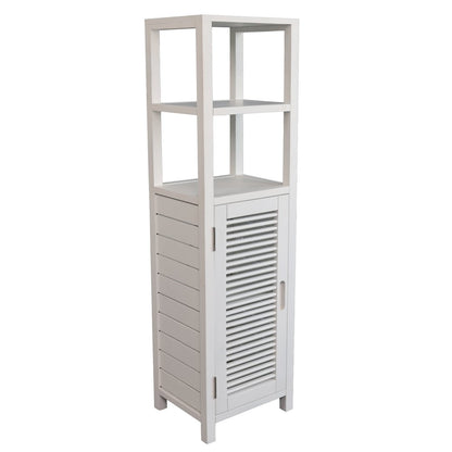 Solstice Pine Wood Bathroom Floor Storage Cabinet, White