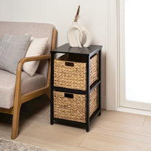 Cohen Acacia Wood 2-Tier Storage Cabinet, Black