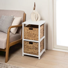 Cohen Acacia Wood 2-Tier Storage Cabinet, White