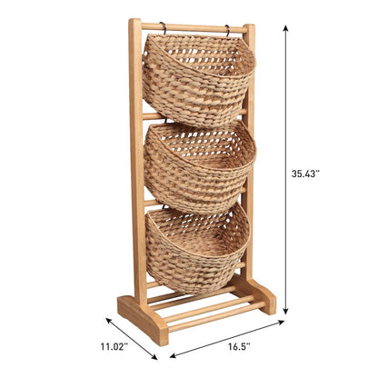 Havana Pine Wood 3-Tier Floor Stand, Natural