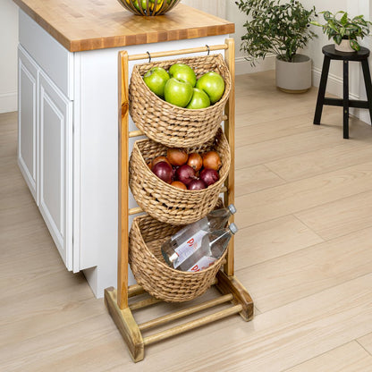 Havana Pine Wood 3-Tier Floor Stand, Natural