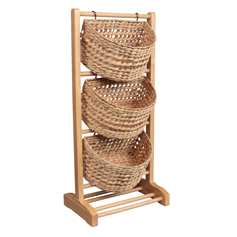 Havana Pine Wood 3-Tier Floor Stand, Natural