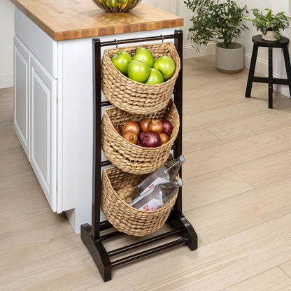 Havana Pine Wood 3-Tier Floor Stand, Brown