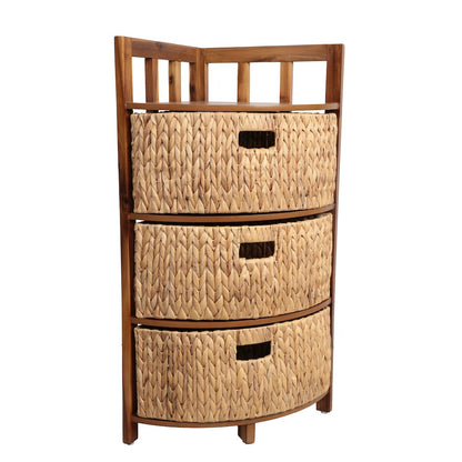 Quart Acacia Wood 3-Tier Corner Storage Cabinet, Natural