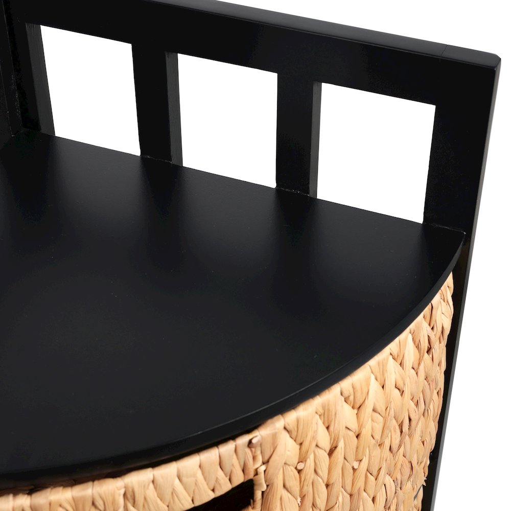 Quart Acacia Wood 3-Tier Corner Storage Cabinet, Black