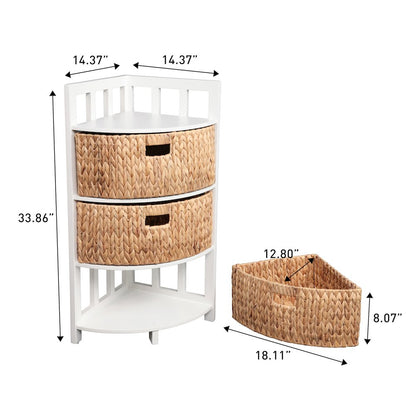 Quart Acacia Wood 3-Tier Corner Storage Cabinet, White