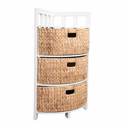 Quart Acacia Wood 3-Tier Corner Storage Cabinet, White